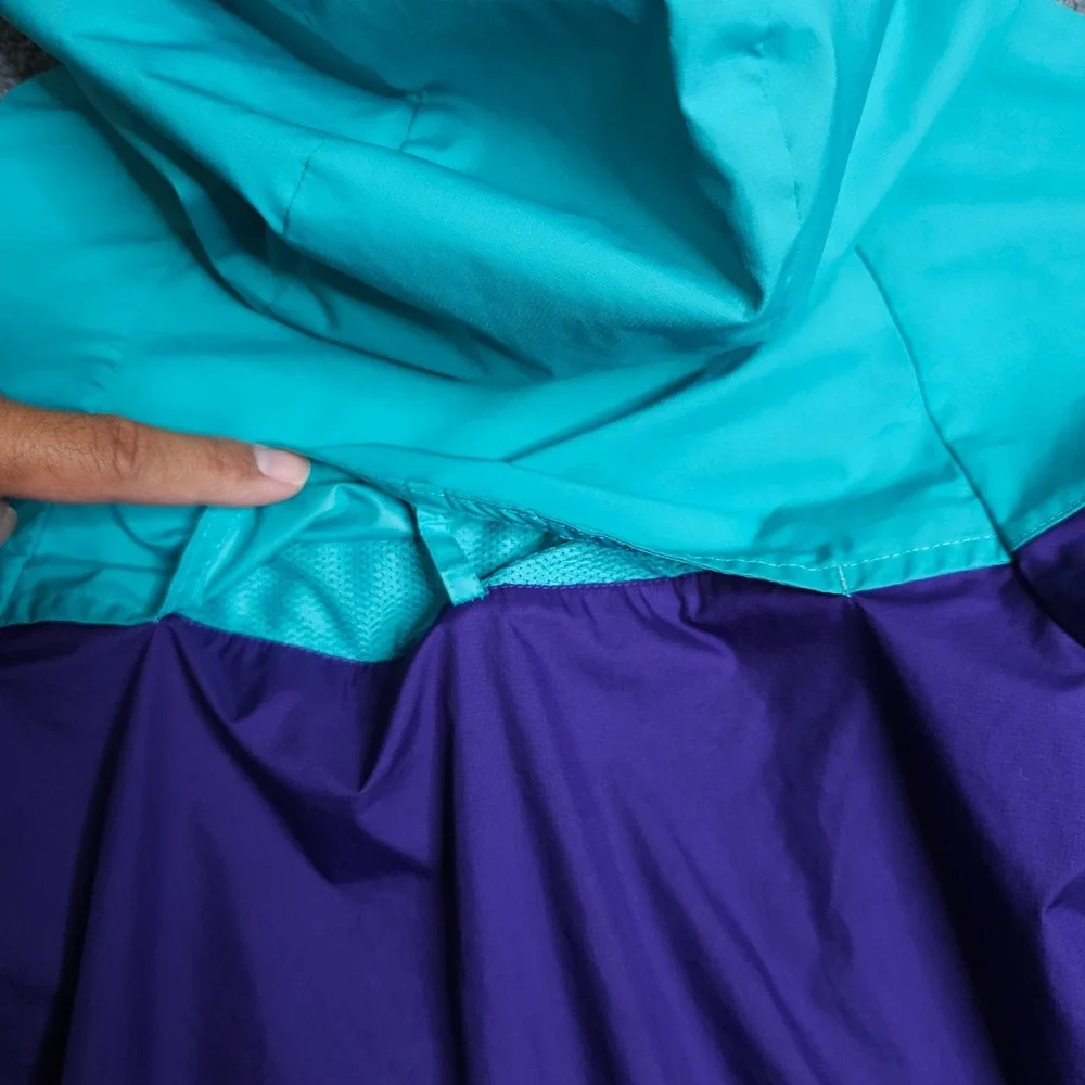 Nike Windrunner Jacket Youth Size Small Teal Purple Big Logo Hooded Windbreaker
